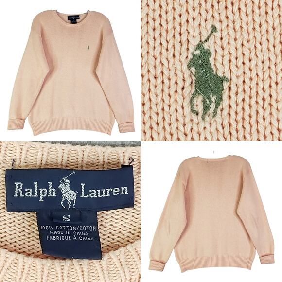 Polo Ralph Lauren Sweaters - Polo Ralph Lauren Vtg Sweater Pullover Women’s Size S/M Knit Sherbet Peach